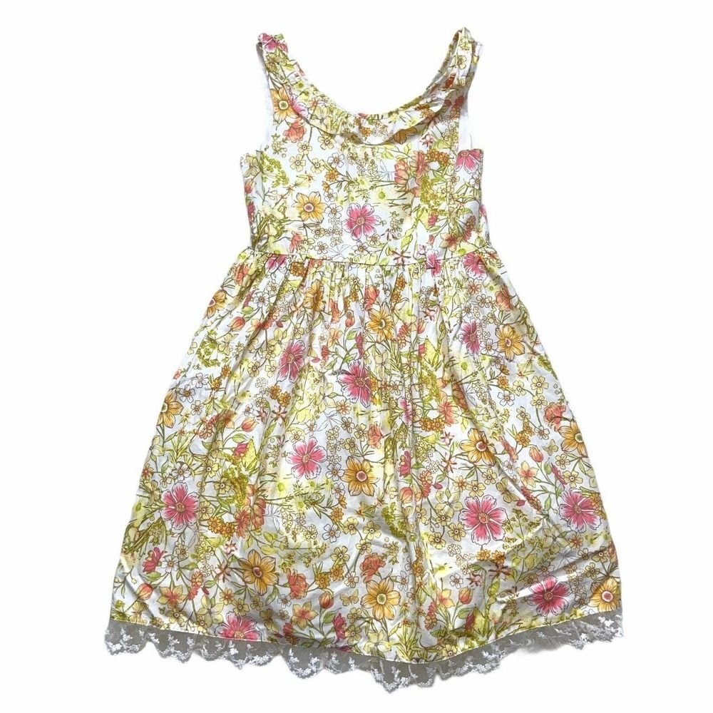 Girls Lydia Jane Long Floral Lace Tulle Dress Sleeveless 8 !